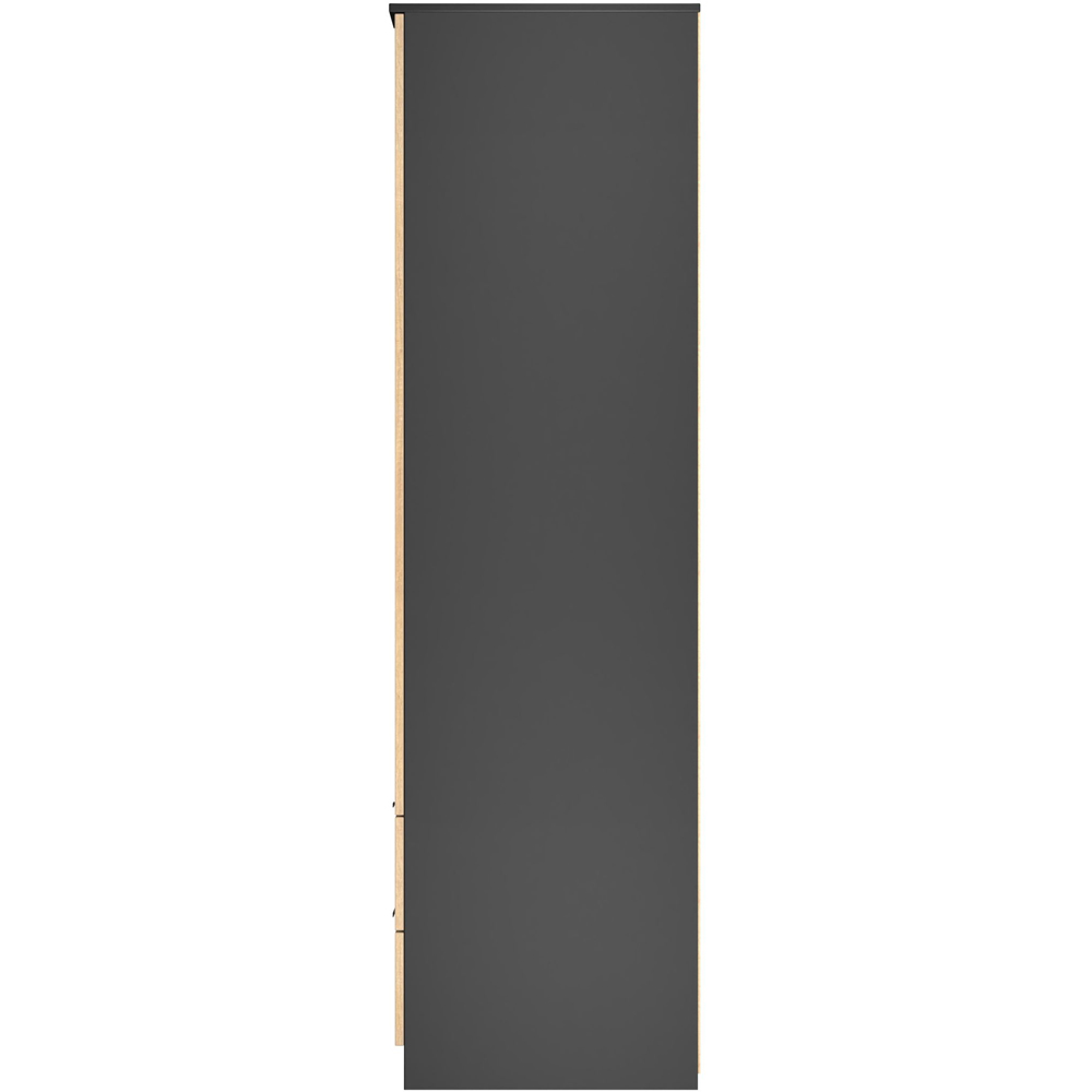 Crowndale Java 2 Door 2 Drawer Slatt Effect and Black Mirror Wardrobe Image 3