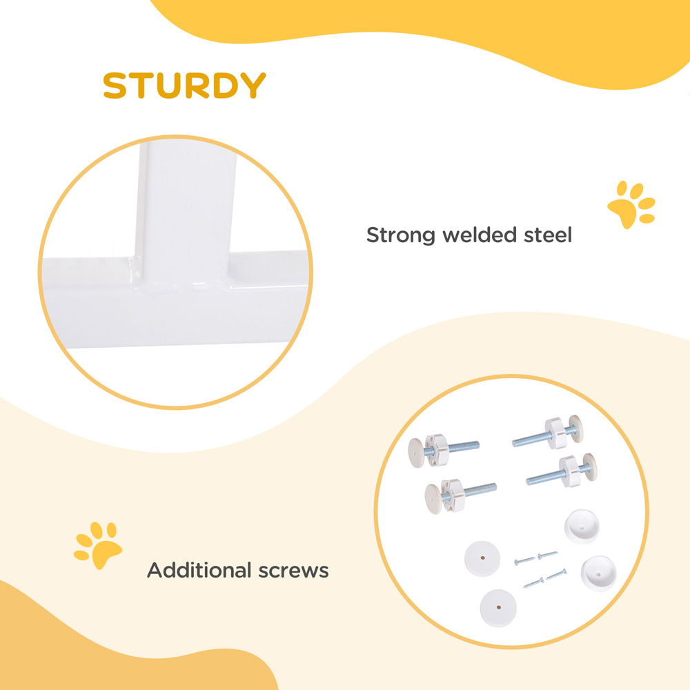 PawHut White 76cm Pressure Fit Metal Pet Safety Gate Image 6