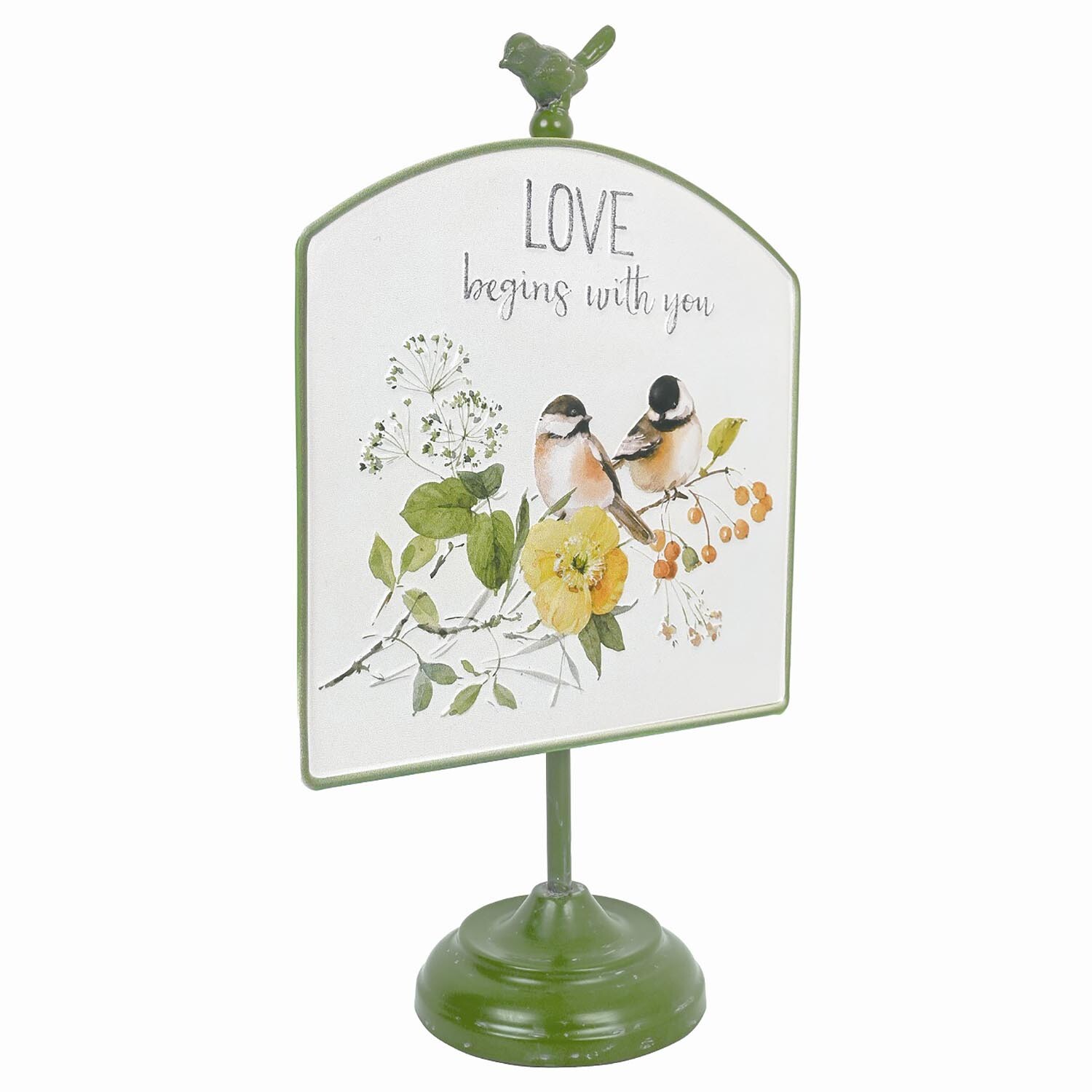 Floral Birds Sentiment Standing Sign - Green Image 2