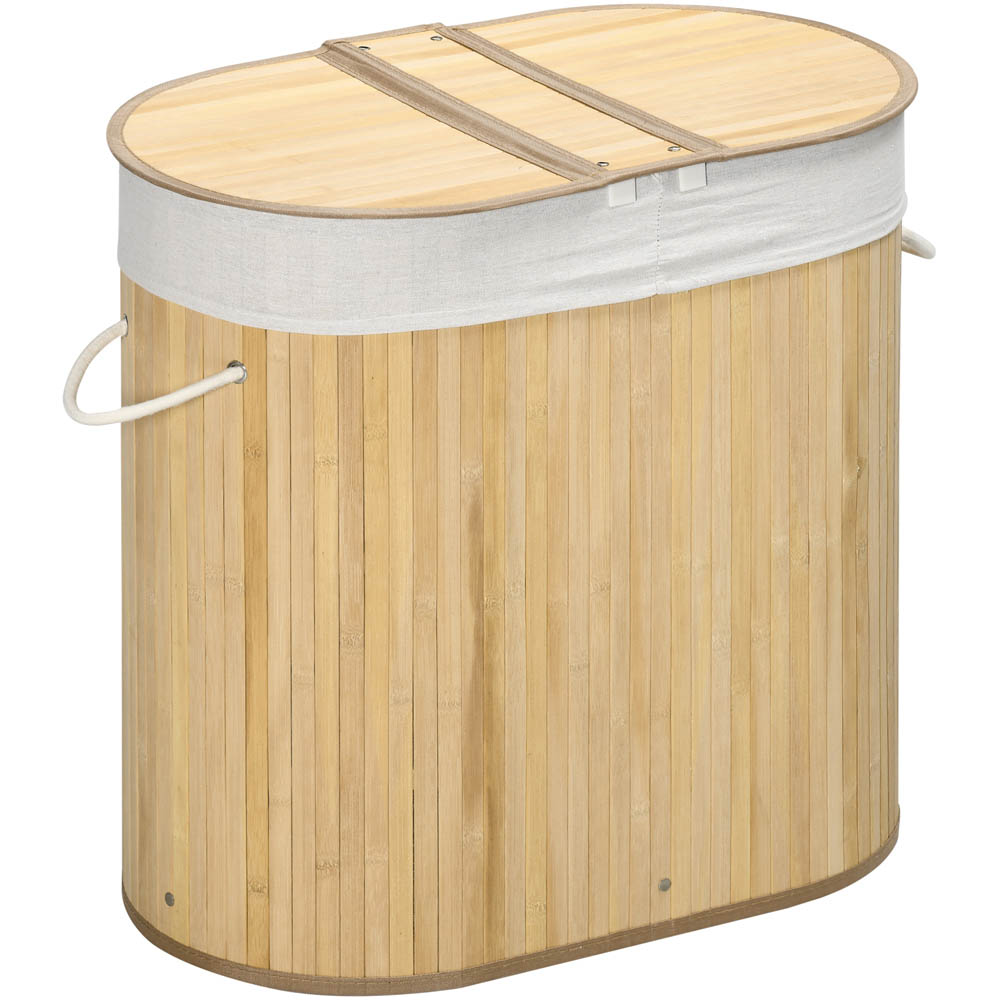 Portland Natural Wood Bamboo Laundry Hamper 100L Image 1