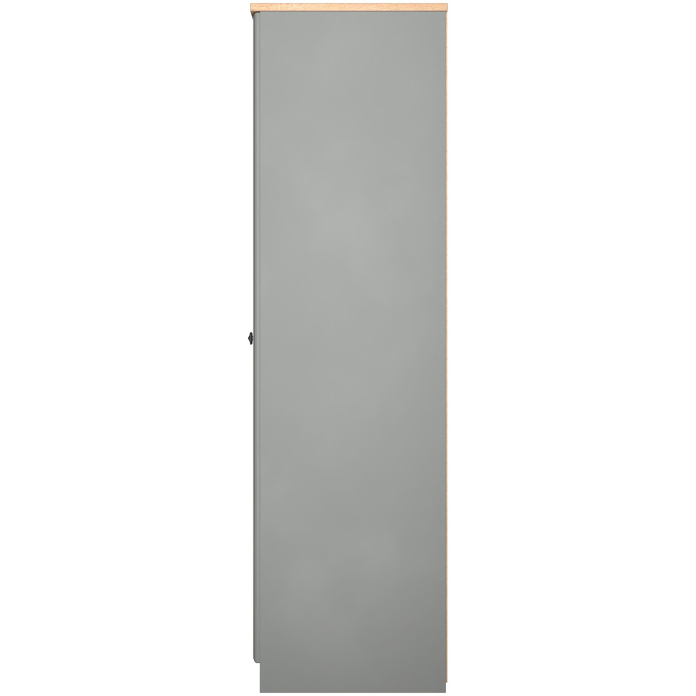 Crowndale Norfolk 3 Door Dusk Grey and Bardolino Oak Mirror Wardrobe Ready Assembled Image 6