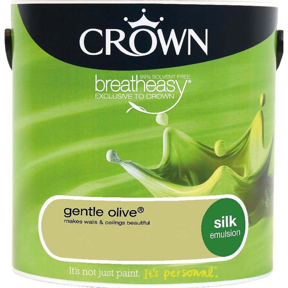 Crown Silk Emulsion Paint                         Gentle Olive 2.5L Image 1