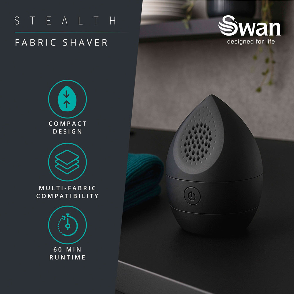 Swan Stealth Black Cordless Fabric Shaver Image 3