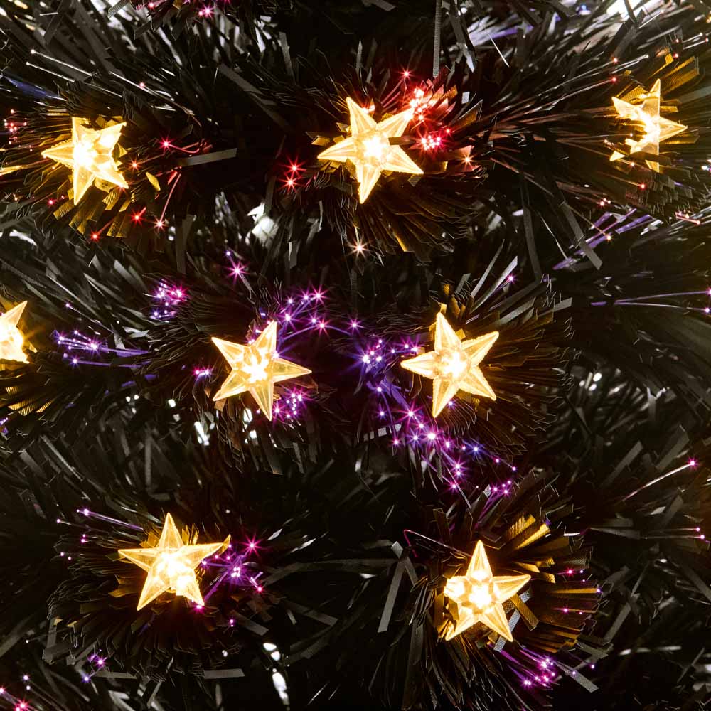 Premier Slim Black Fibre Optic Christmas Tree with White LED and Star 120cm Image 2