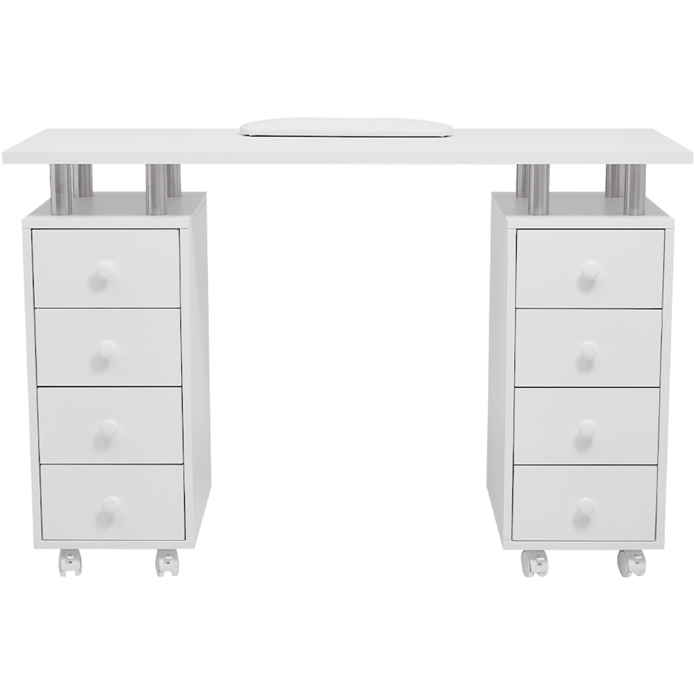 Living and Home 8 Drawer White Rolling Manicure Table with Padded Cushion Image 2