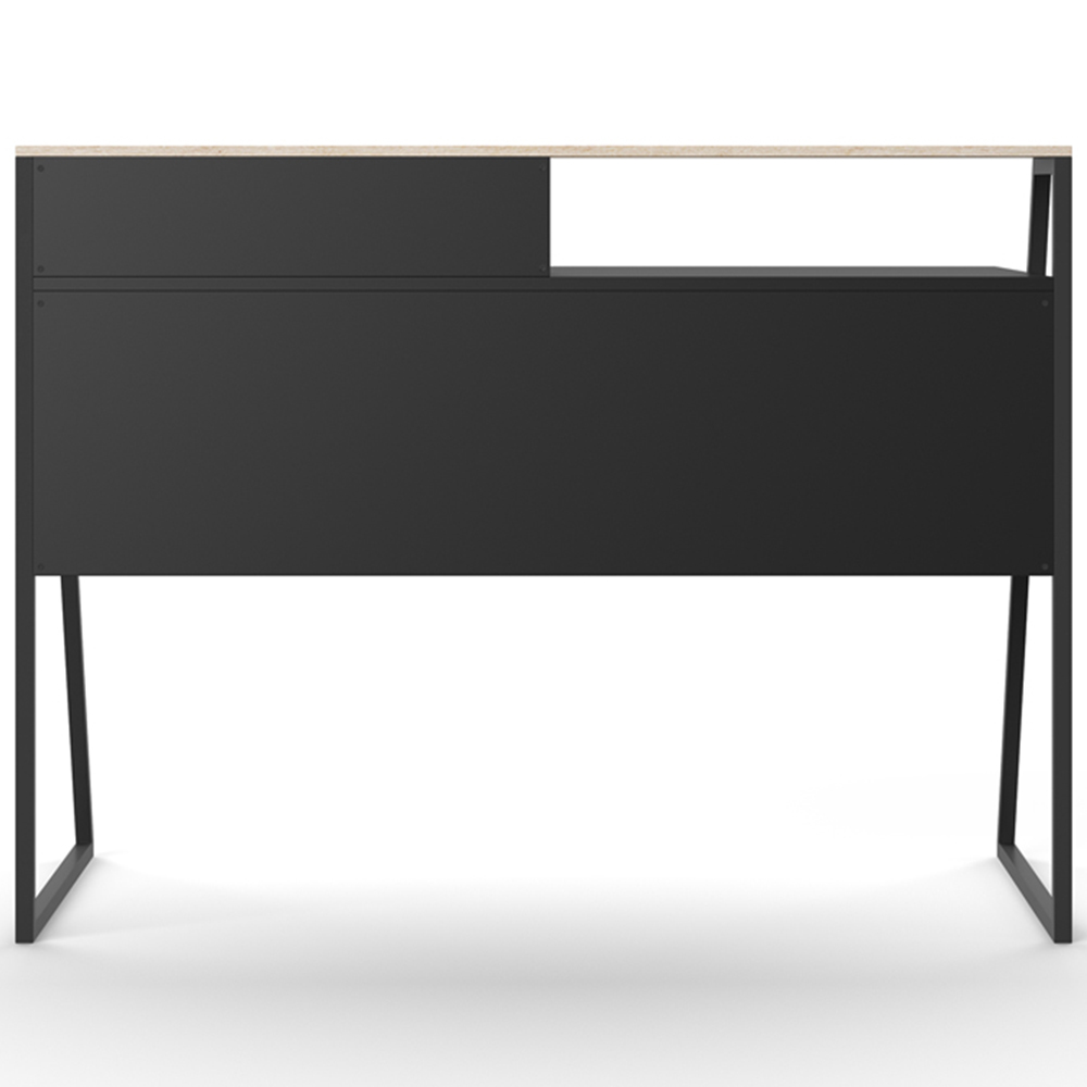 Alphason Salcombe 2 Drawer Oak and Black Office Desk Image 4