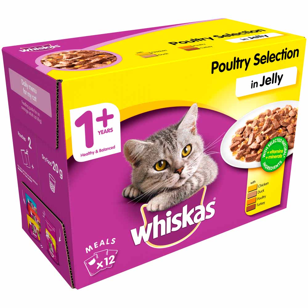 Whiskas Adult Wet Cat Food Pouches Poultry in Jelly 12 x 100g Image 2