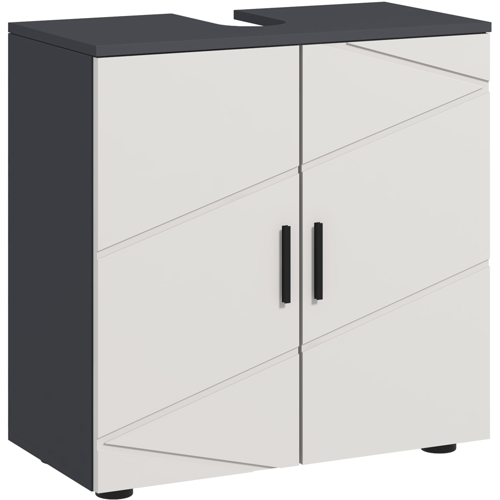 Kleankin 2 Door Light Grey Under Sink Bathroom Cabinet Image 2