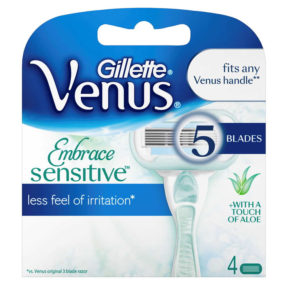 Gillette Venus Embrace Sensitive Womens Razor Blades 4 pack Image