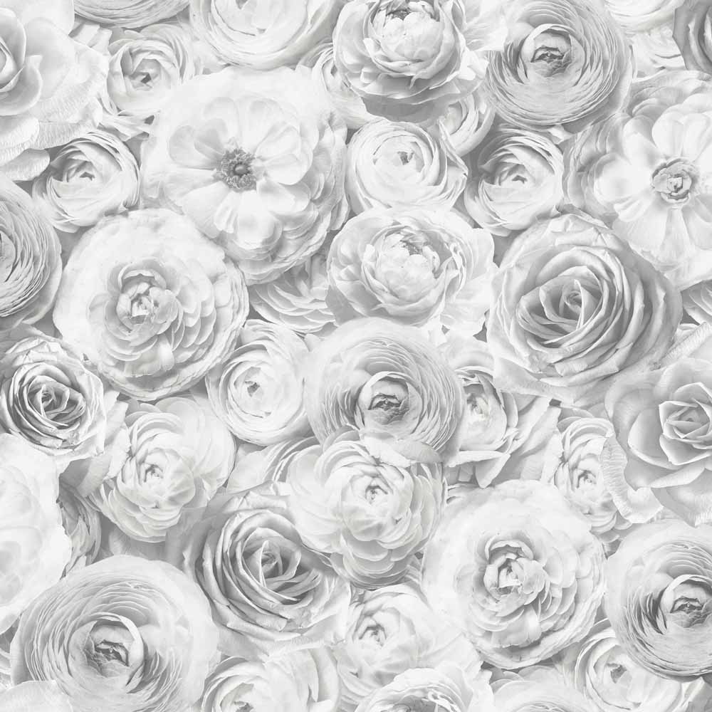 Arthouse Wild Rose Silver Wallpaper Image 1