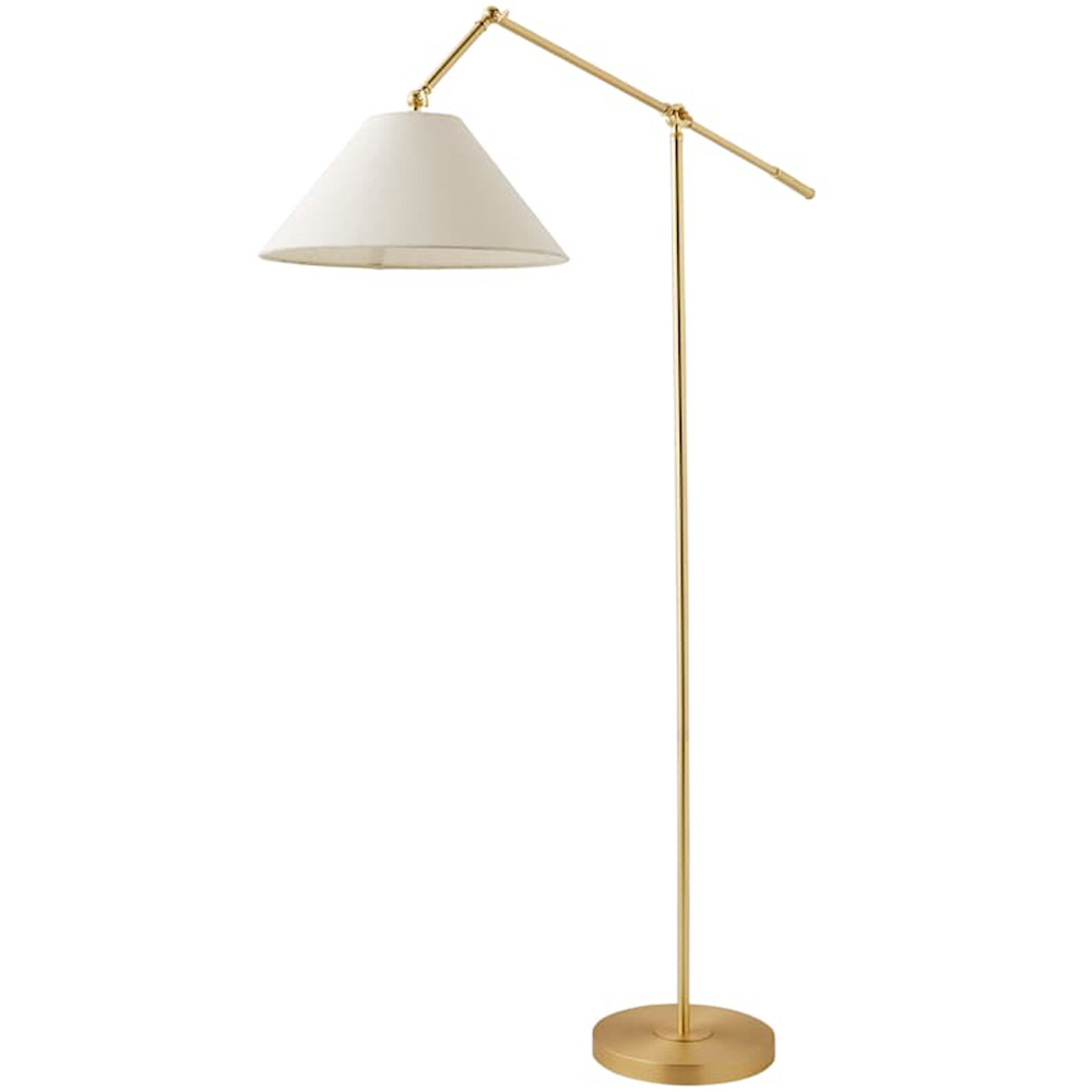 ValueLights Layla Black Adjustable Floor Lamp with Linen Shade and Bulb Image 1