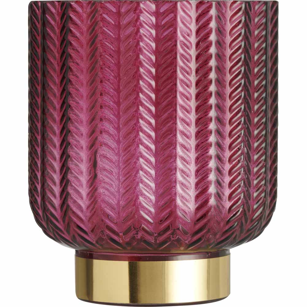 Wilko Burgundy Glass Candle Holder Wilko
