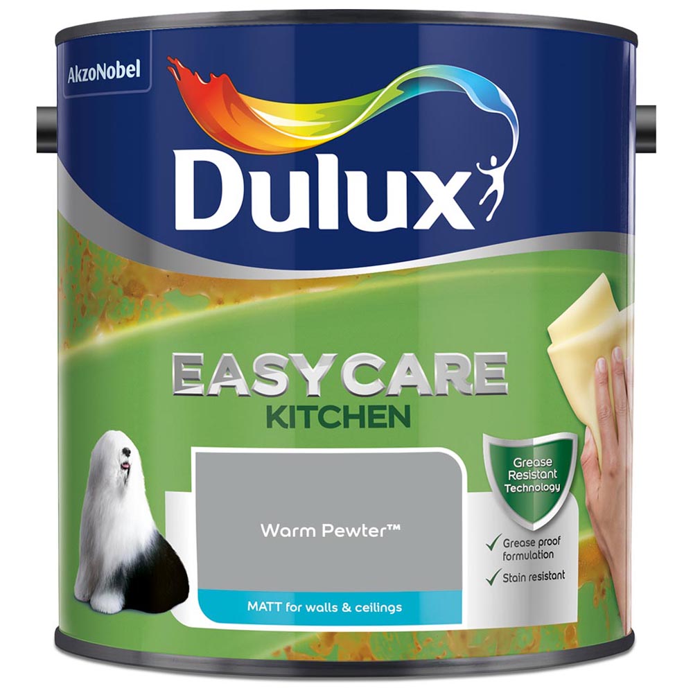 Dulux Easycare Kitchen Warm Pewter Matt Emulsion Paint 2.5L Image 2