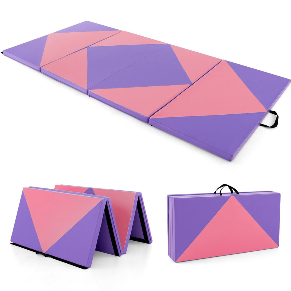 Costway Purple PU Leather Folding Gymnastics Mat 240cm Image 3