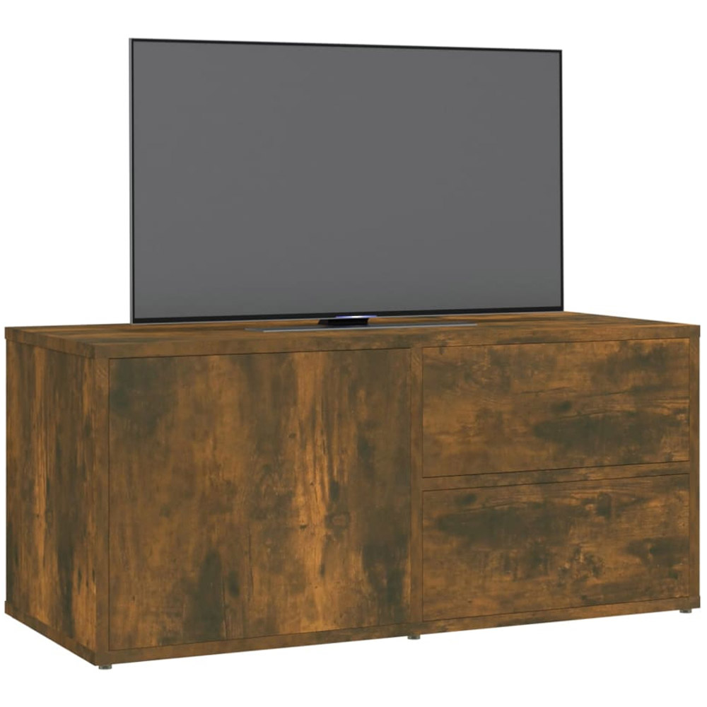 vidaXL Single Drawer 2 Drawer Smoked Oak TV Cabinet Image 4