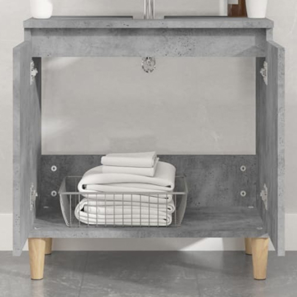 vidaXL 2 Door Concrete Grey Bathroom Sink Cabinet Image 1