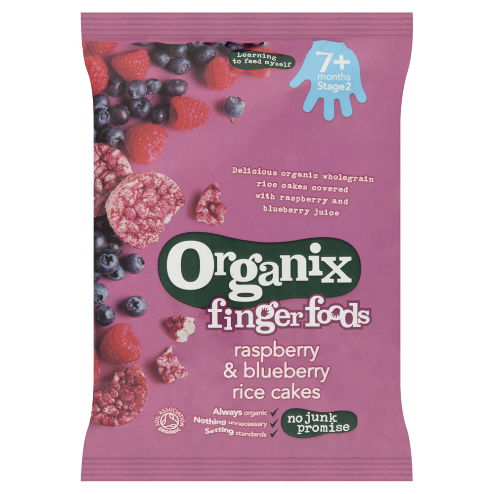Organix Finger Foods Raspberry and Blueberry Rice Cakes 50g Image