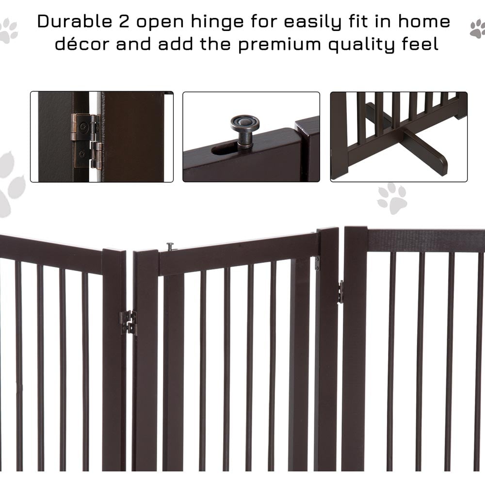 PawHut 155cm Black Freestanding Dog Gate Image 3