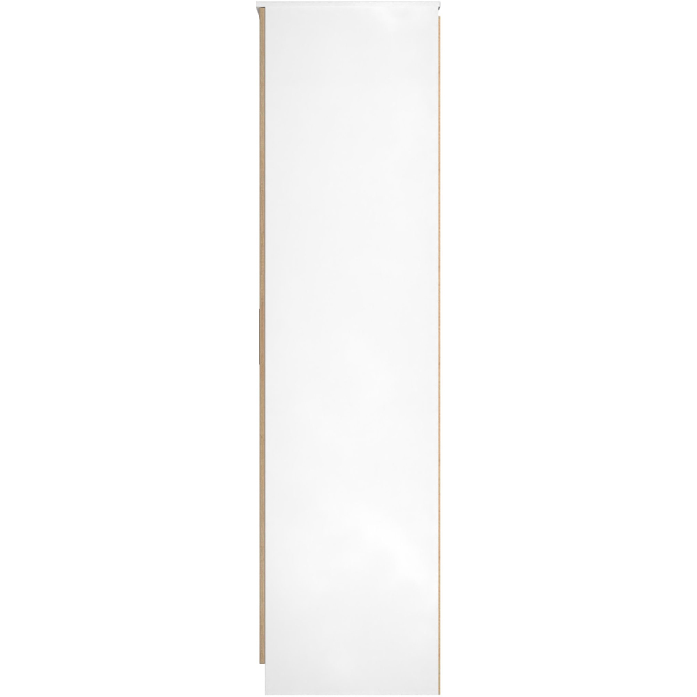 Crowndale Java 2 Door Slatt Effect and White Tall Wardrobe Ready Assembled Image 3