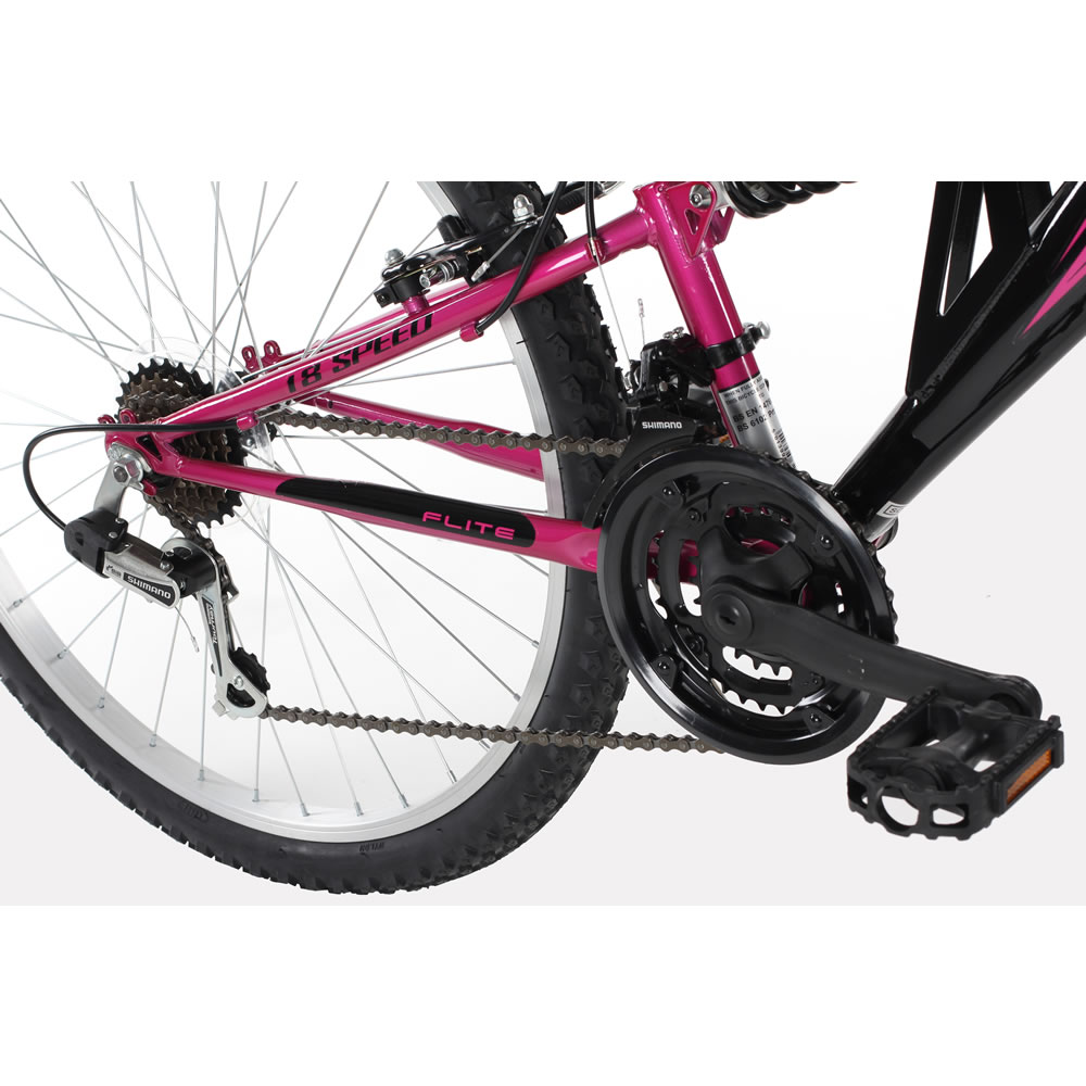 Flite Taser Kids Dual Suspension 18 Speed 14" Black/Pink Bike Image 4