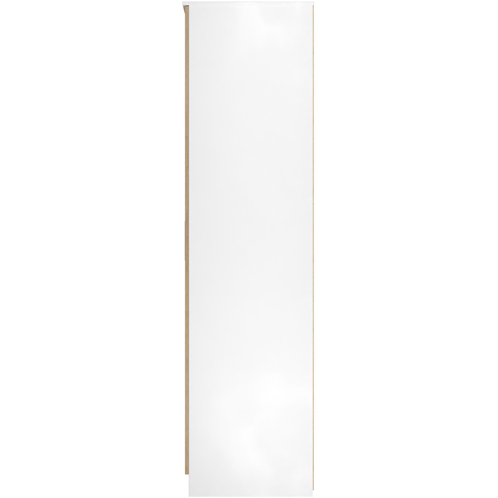 Crowndale Java 3 Door Slatt Effect and White Tall Mirrored Wardrobe Ready Assembled Image 3
