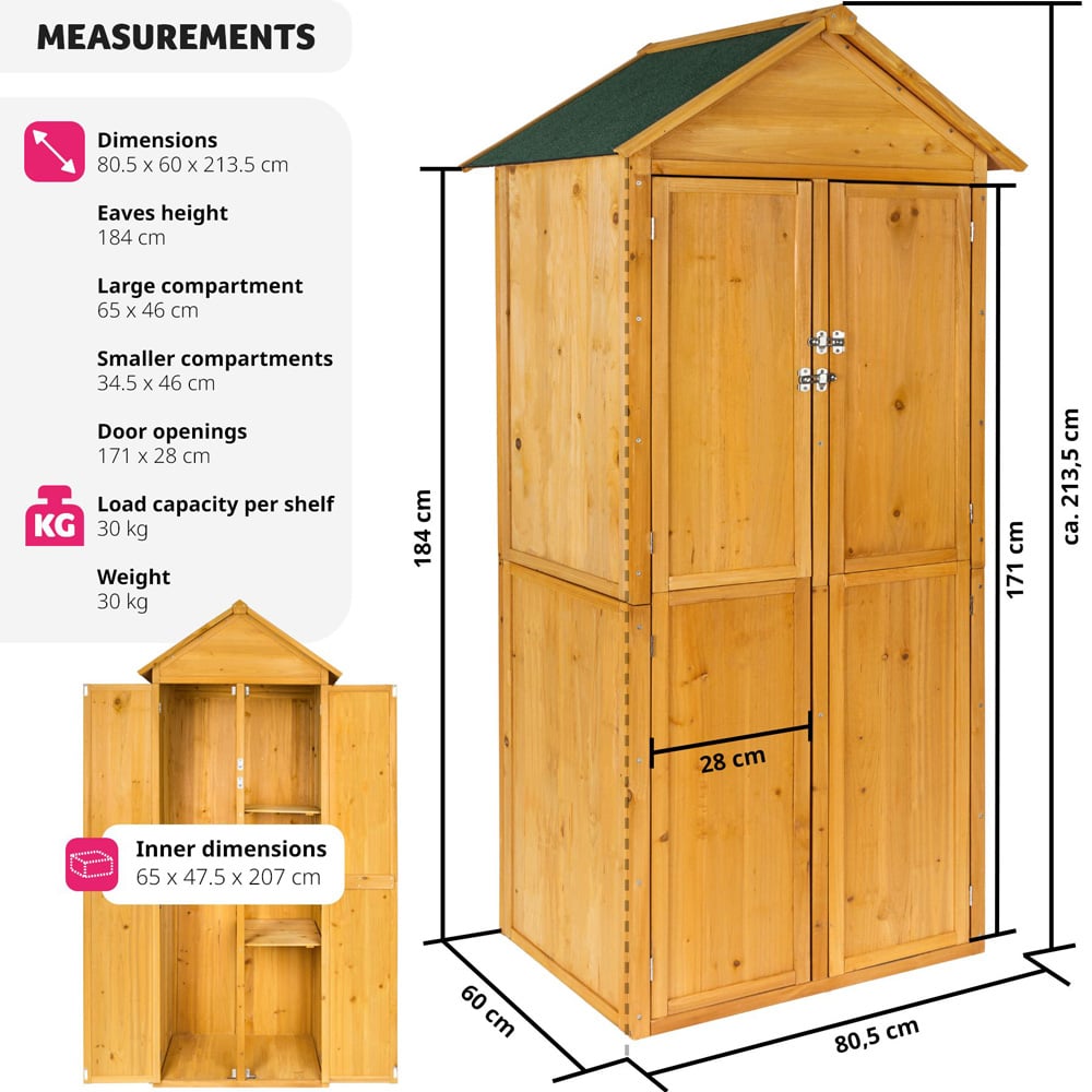 tectake Brown Garden Shed with Pitch Roof Image 9