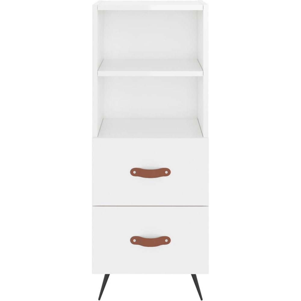 vidaXL 2 Drawer 2 Shelf High Gloss White Sideboard Image 6