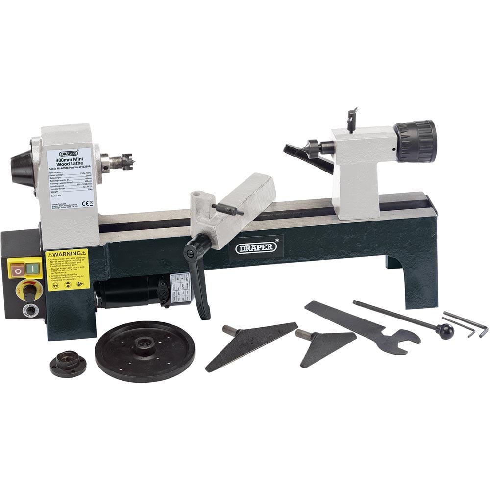 Draper Variable Speed Mini Wood Lathe 250W Image 2