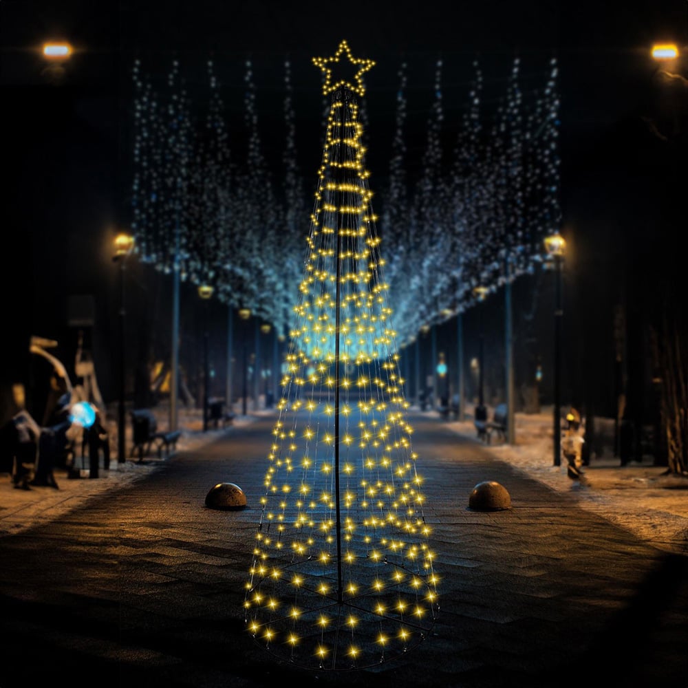 Shatchi Warm White LED Pre Lit Maypole Artificial Christmas Tree 4.7ft Image 2