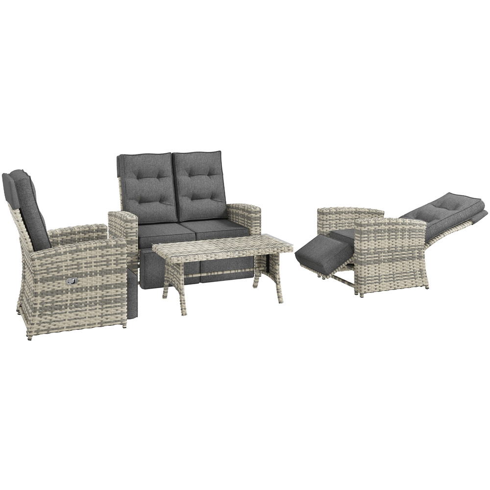 Outsunny 4 Seater Light Grey Rattan Outdoor Sofa Set Image 2