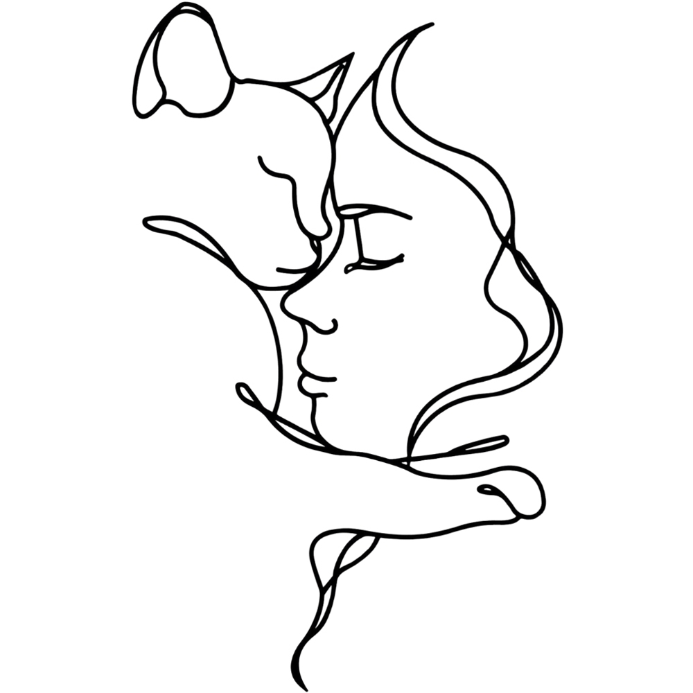 Decortie Minimalist Woman and Cat Metal Line Art Wall Decor Image 1