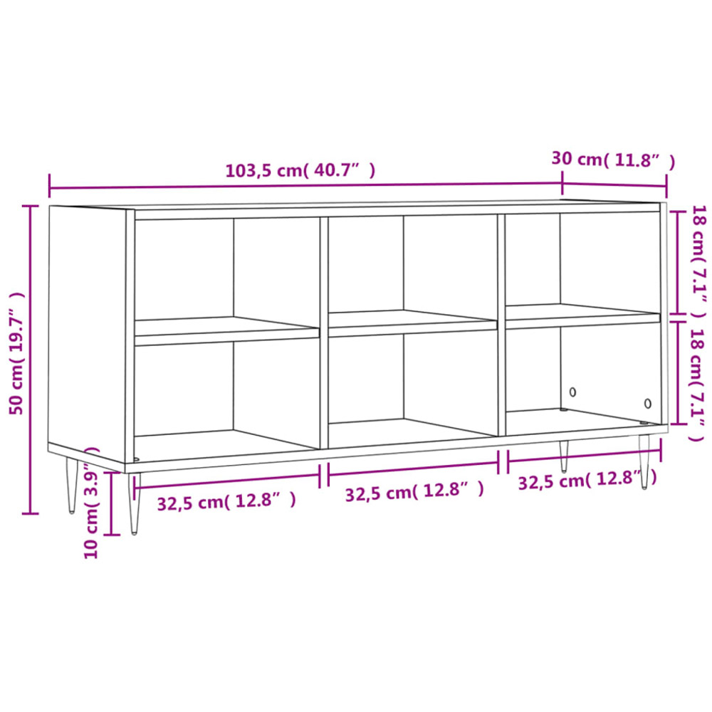 vidaXL 6 Open Shelf Smoked Oak TV Cabinet with Metal Legs Image 9