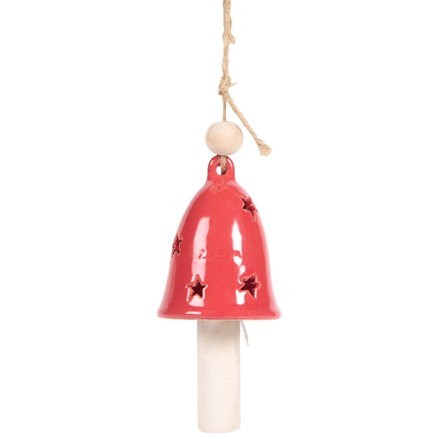 Hanging Ceramic Christmas Bell Red or White Image 3
