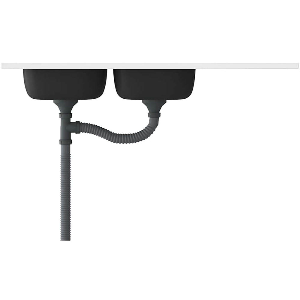 vidaXL Silver Stainless Steel Kitchen Sink with Double Basin and Drainer Set 1200 x 600 x 155mm Image 5