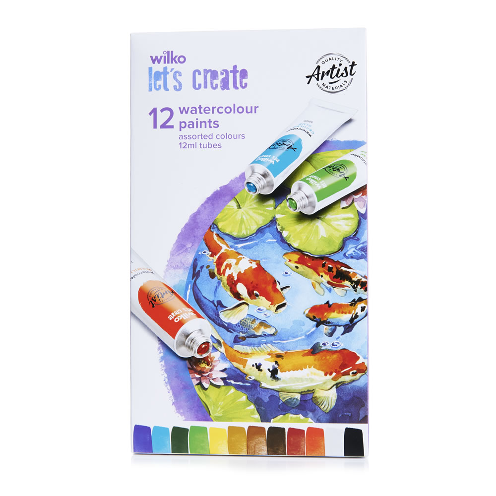 Wilko Let's Create Watercolour Paints 12ml 12 pack Image 1