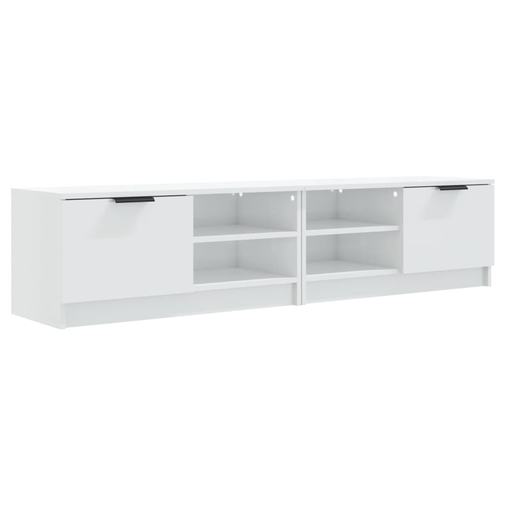 vidaXL Single Door 2 Shelf High Gloss White TV Cabinet Set of 2 Image 2