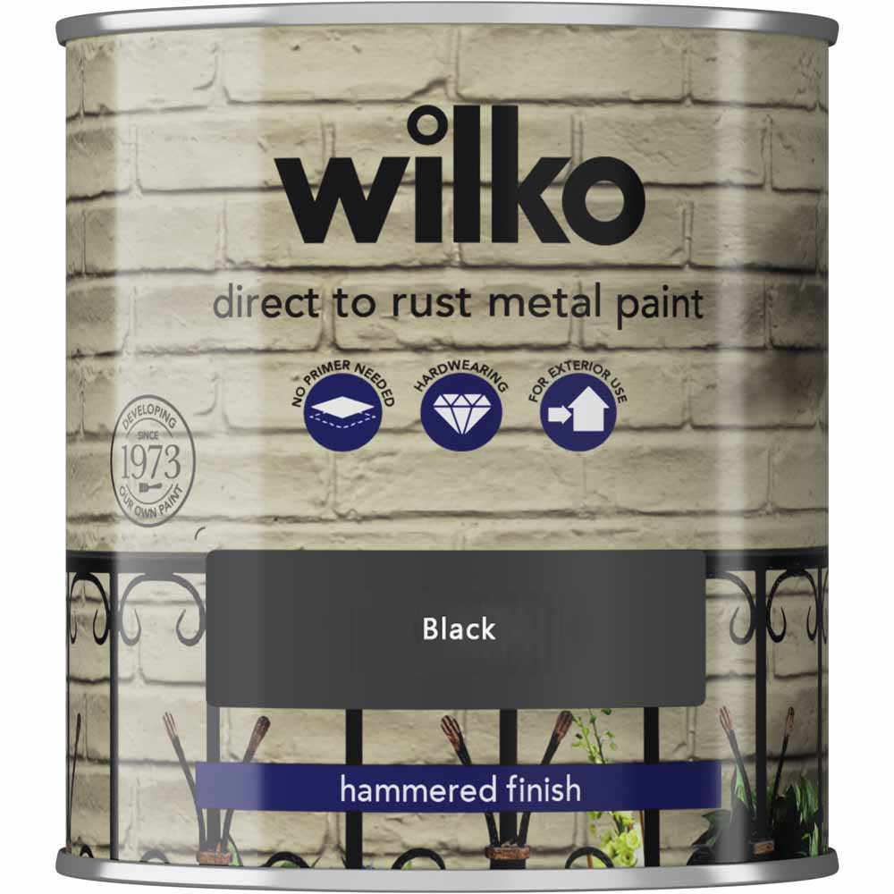 Wilko Direct to Rust Black Hammered Metal Paint 250ml Image 2