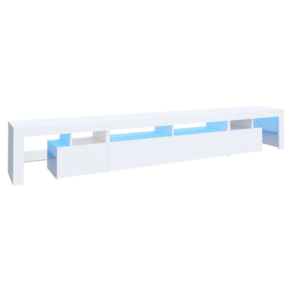 vidaXL 3 Door 6 Shelf White TV Cabinet with LED Lights Image 5