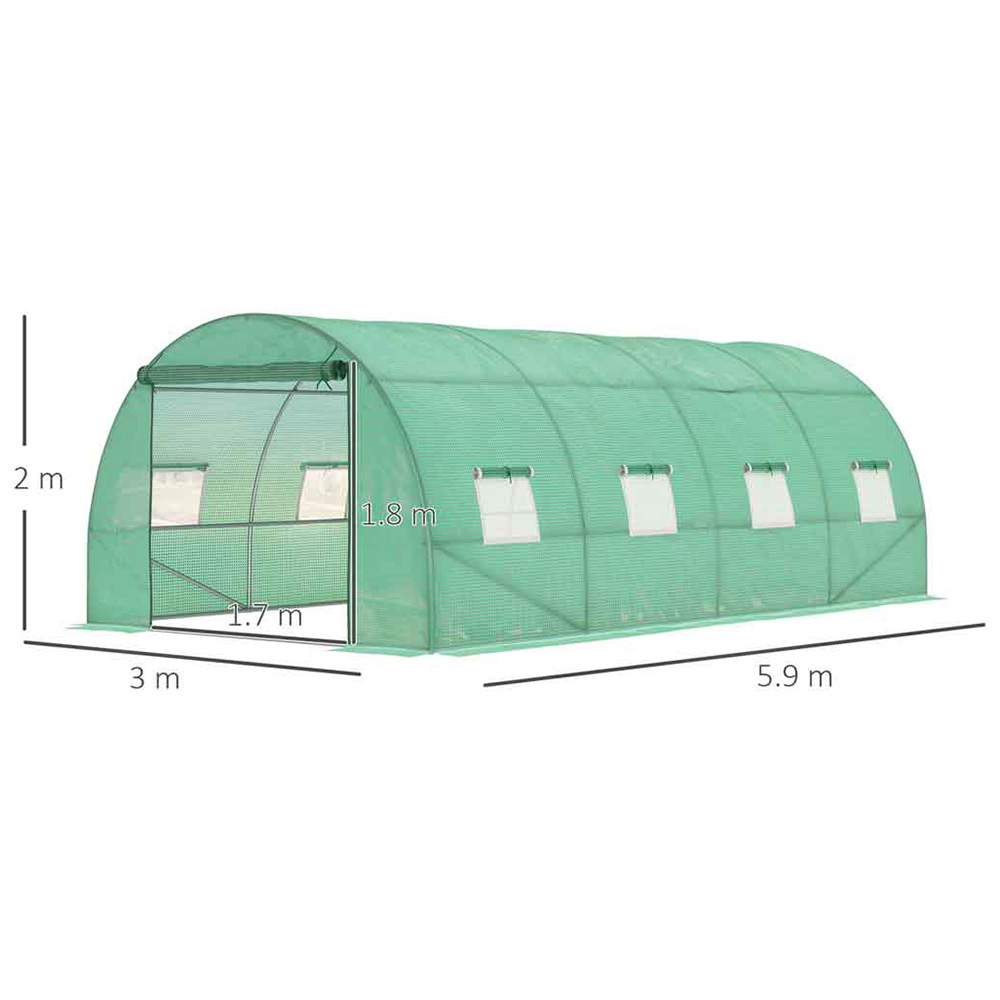 Outsunny Green PE Cover 19.5 x 9.8ft Walk In Polytunnel Greenhouse Image 7