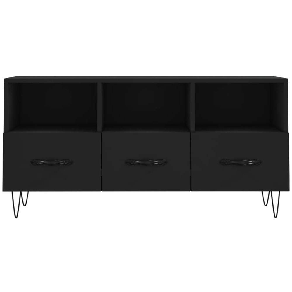 vidaXL 3 Drawer 3 Shelf Black TV Cabinet Image 5