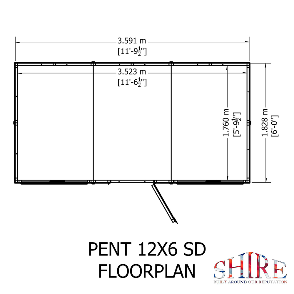 Shire GB 12 x 6ft Shiplap Pent Garden Shed Image 8