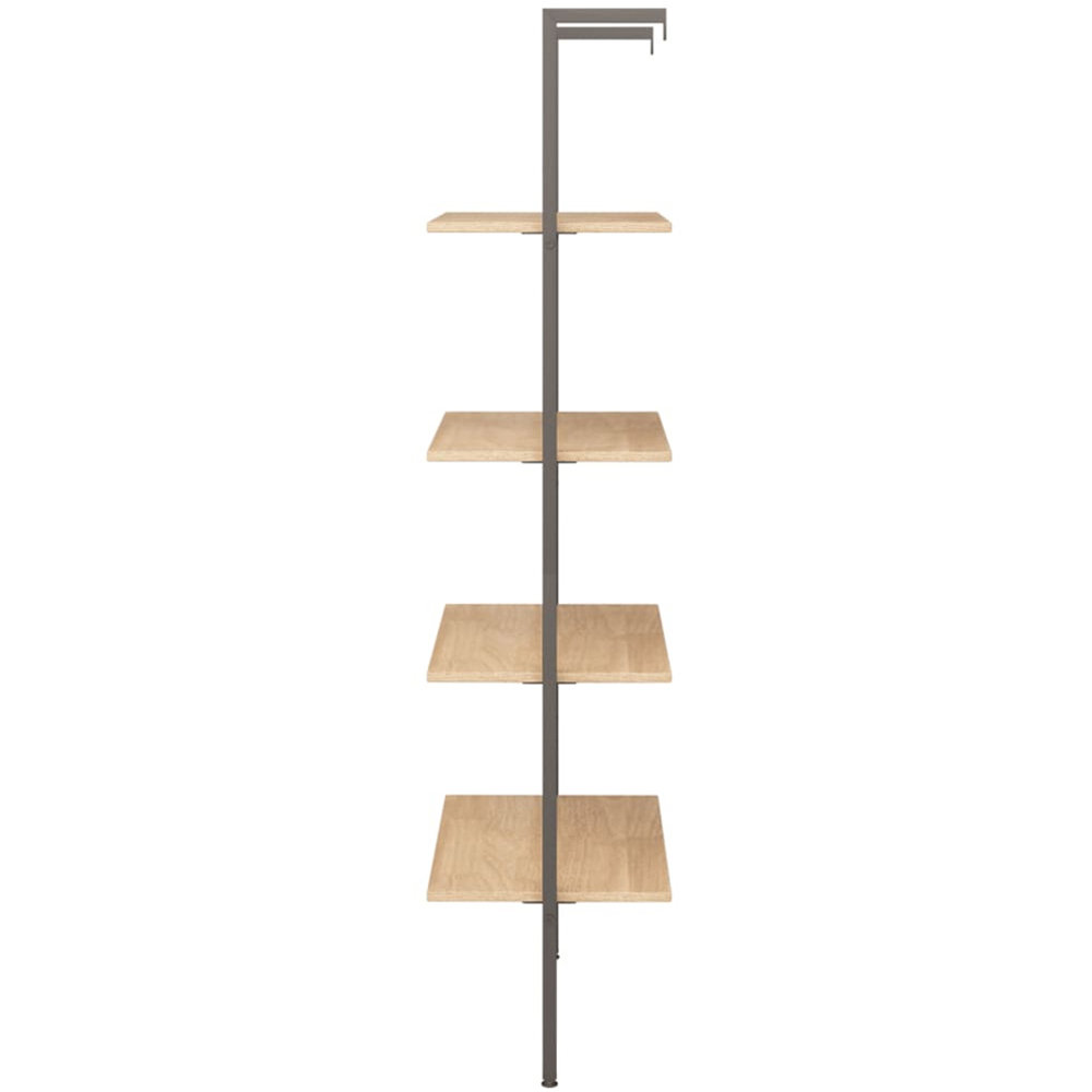 vidaXL 4-Tier Light Brown and Black Leaning Shelf Image 4