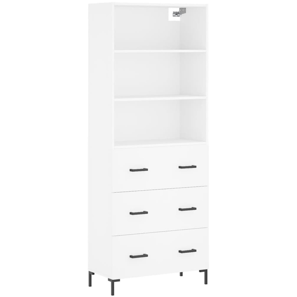 vidaXL 3 Drawer 3 Shelf White Highboard Image 2