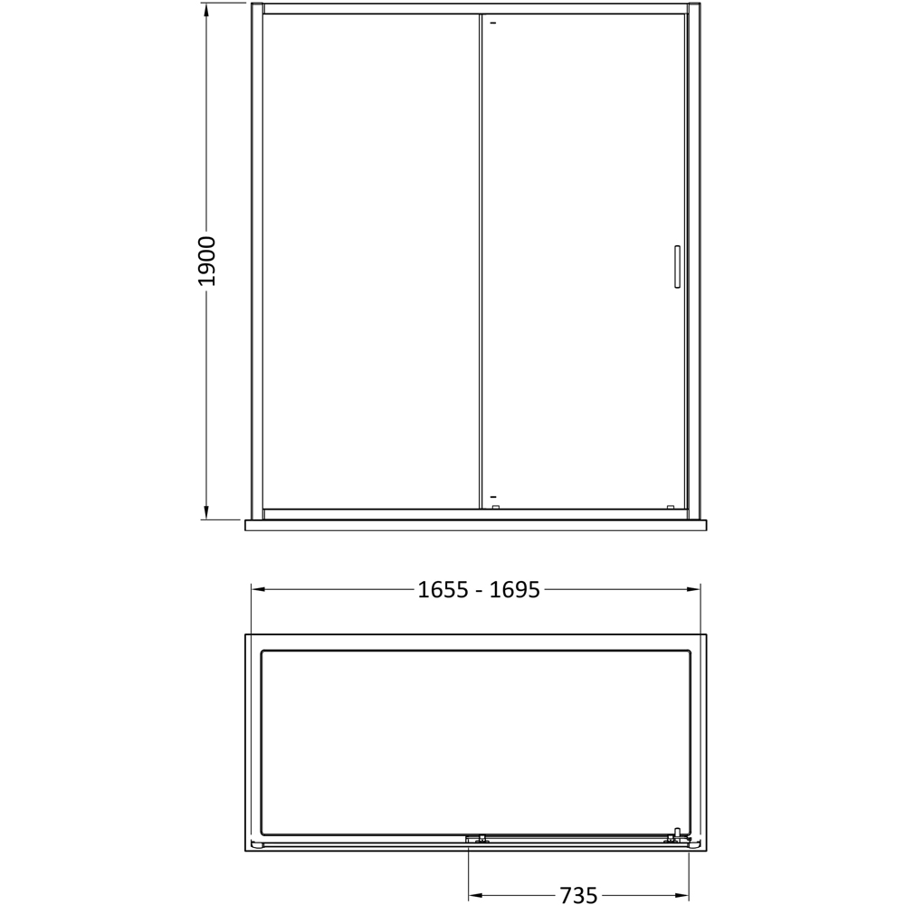 nuie Matt Black Single Sliding Shower Door 1700mm Image 2