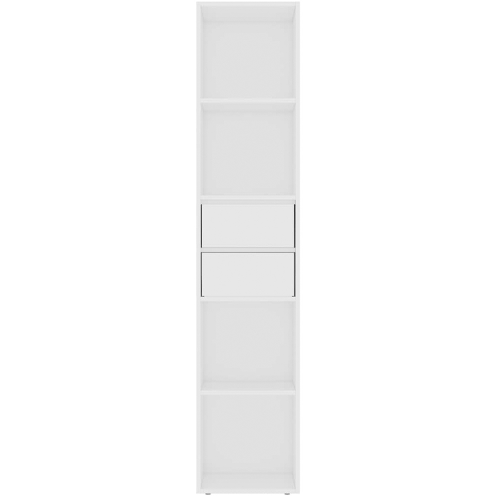 vidaXL 4 Shelf 2 Drawer White Tall Bookcase Image 3