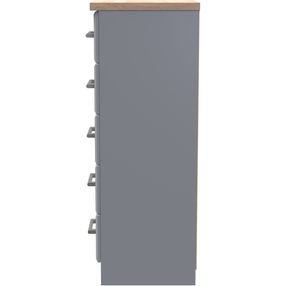 Crowndale Kent 5 Drawer Dusk Grey and Bardolino Oak Tall Bedside Cabinet Ready Assembled Image 3