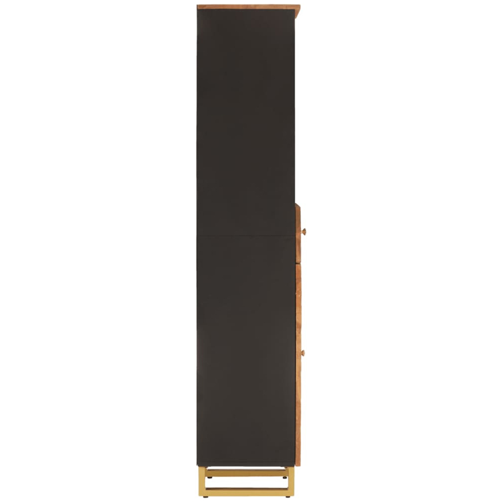 vidaXL Single Door Single Drawer Brown and Black Solid Mango Wood Bathroom Cabinet Image 5