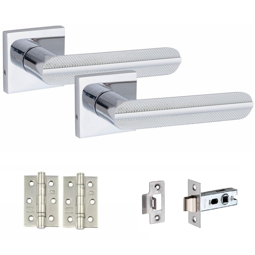 Golden Grace Polished Chrome Modern Lima Door Handle Set 5 Pack Image 2