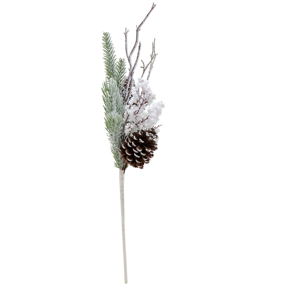 The Christmas Gift Co Snow Pinecone Stem Decoration Image 2