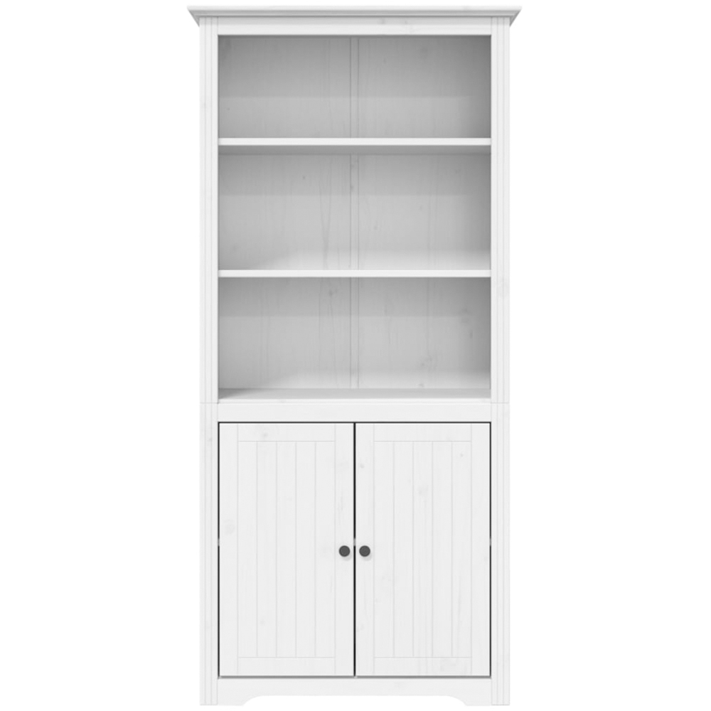 vidaXL Bodo 2 Door 3 Shelf White Solid Pine Wood Bookcase Image 3